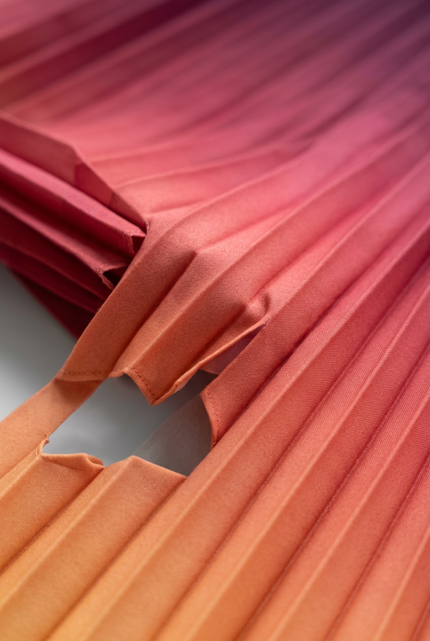 Raspberry coral apricot gradient accordion pleats