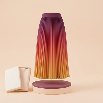 Sunset ombre accordion pleated skirt front presentation