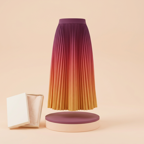 Sunset ombre accordion pleated skirt front presentation