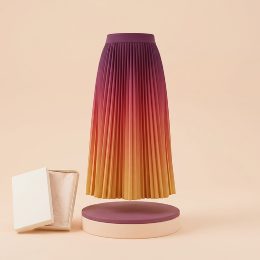 Sunset ombre accordion pleated skirt front presentation