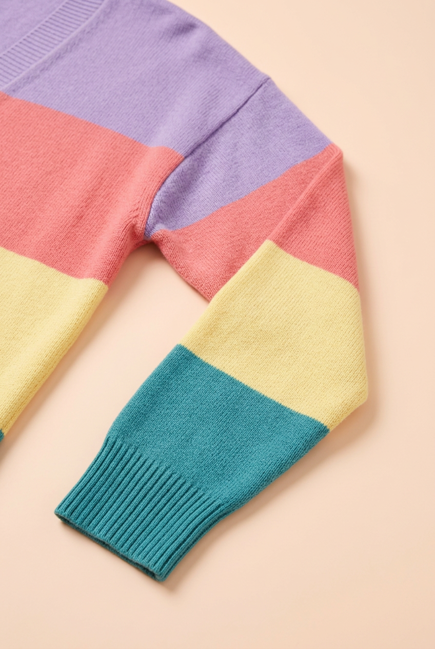 Colorblock sleeve shoulder and ribbed cuff detail