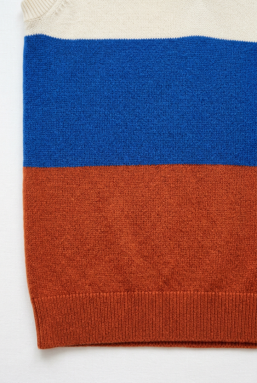 Cobalt terracotta color join and ribbed lower hem