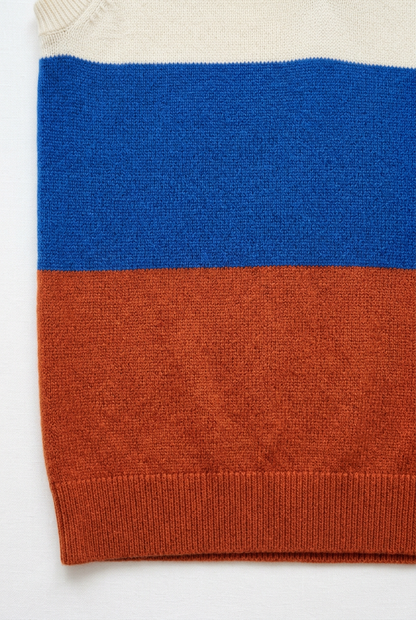 Cobalt terracotta color join and ribbed lower hem