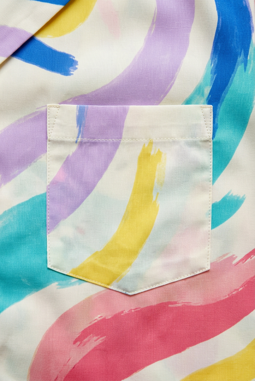 Abstract print chest patch pocket detail