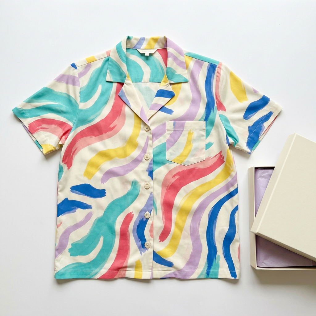 Abstract wave shirt and unbranded box on white background