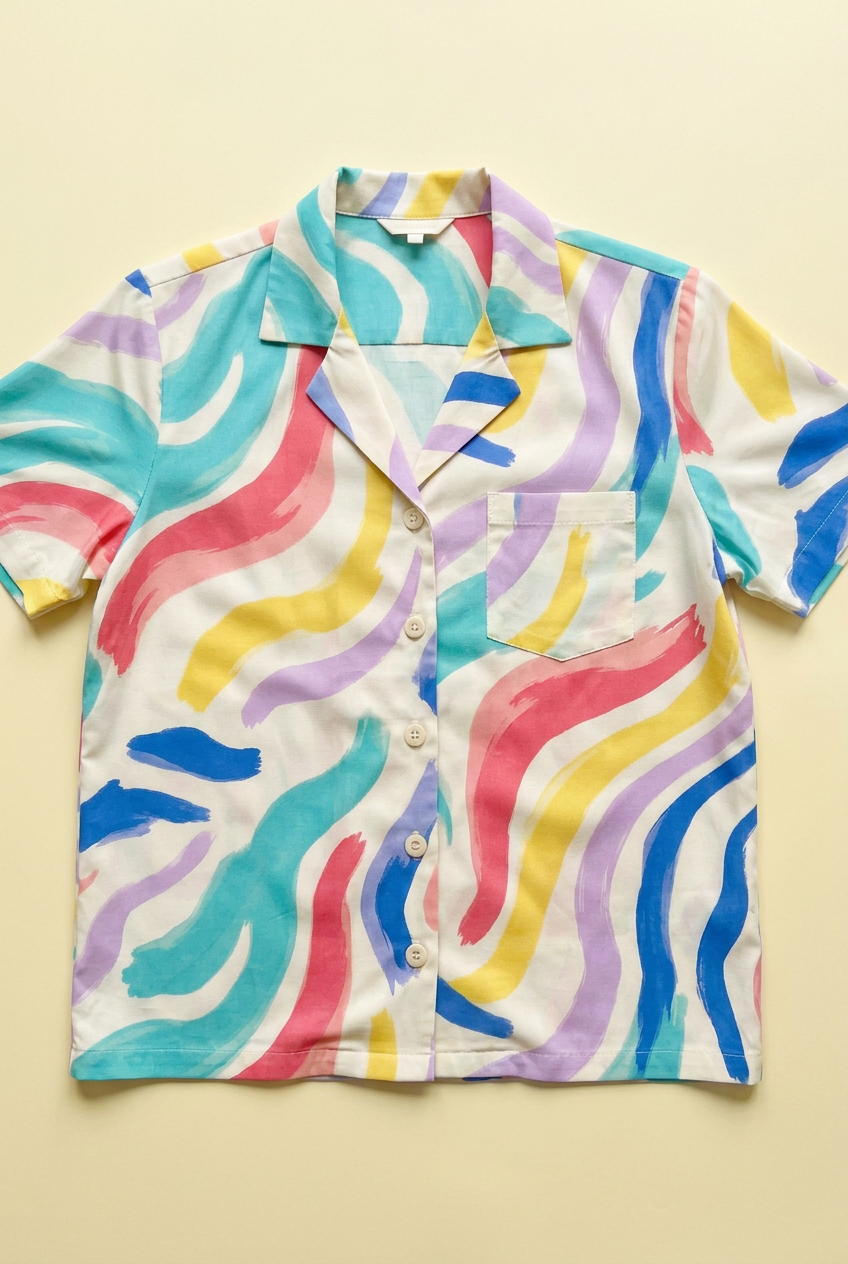 Short sleeve edge and straight hem stitching